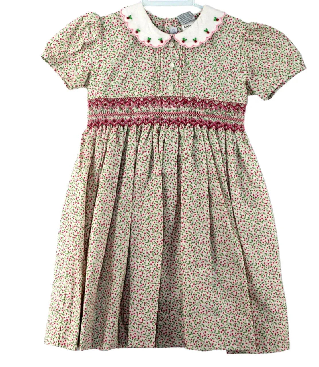 20222T-Tan Floral Short Sleeve Toddler Girl Dress