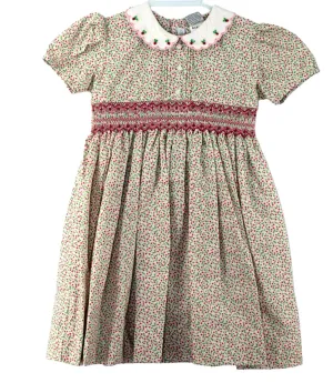20222T-Tan Floral Short Sleeve Toddler Girl Dress