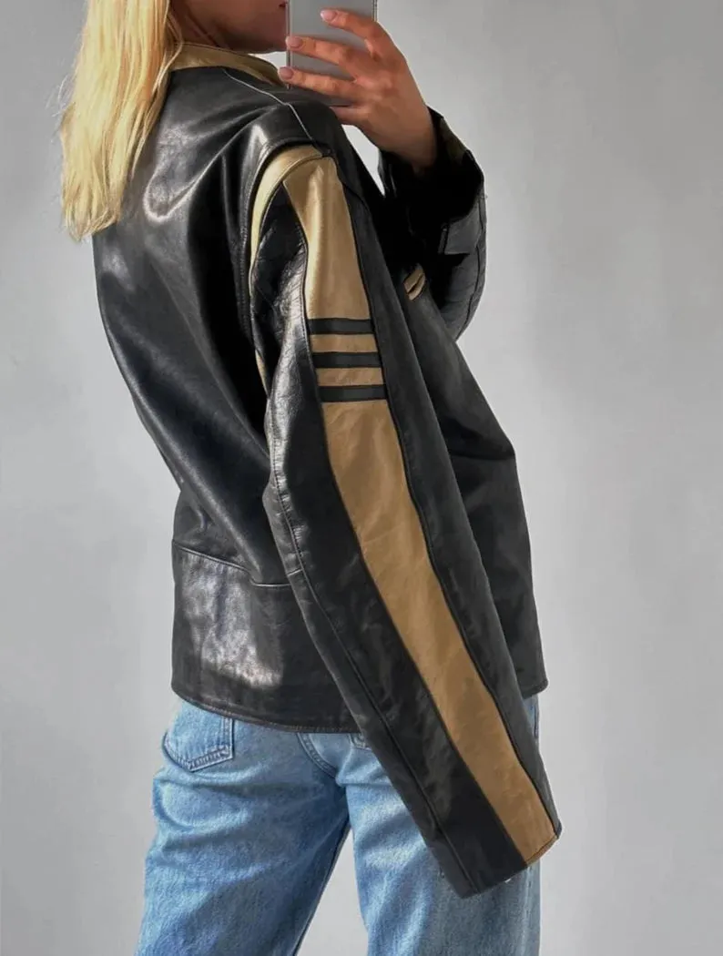 90's Womens Vintage Oversized Straight Jacket, ladies leather jacket