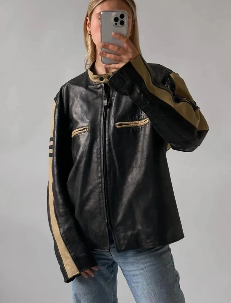 90's Womens Vintage Oversized Straight Jacket, ladies leather jacket