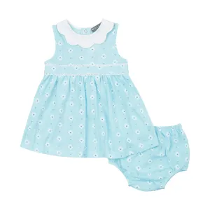 Aqua Daisy Print Dress Set.