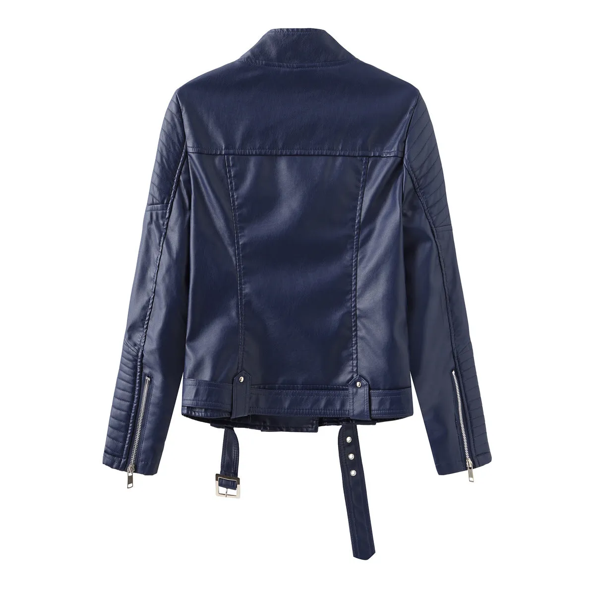 Belted Faux Leather Moto Jacket
