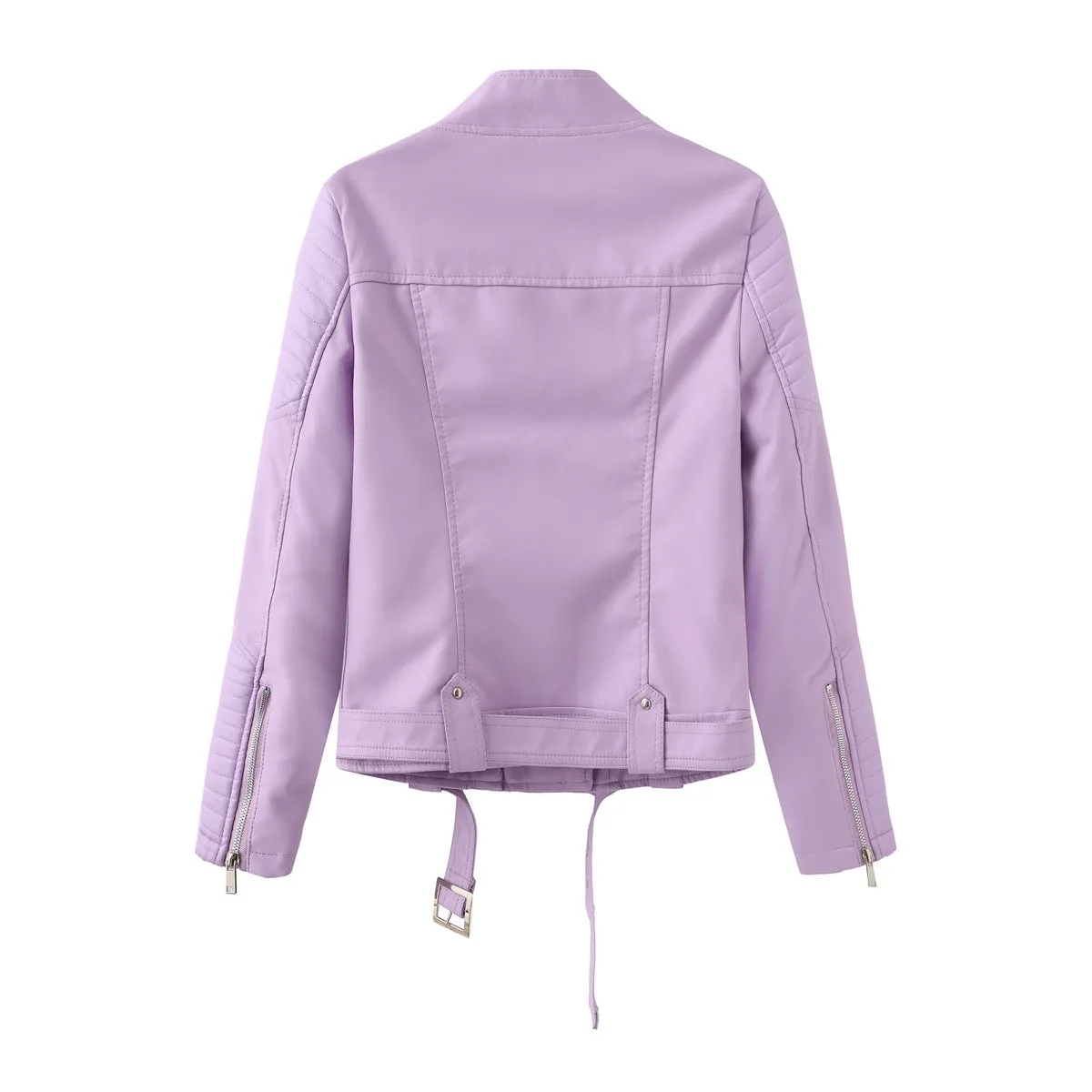 Belted Faux Leather Moto Jacket