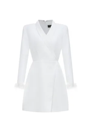 CATALINA FEATHER CUFF BLAZER DRESS