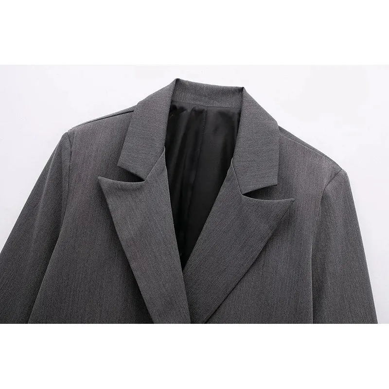 Chic Women's Solid Double-Breasted Loose Suit Coat - Perfect for Spring & Autumn Style