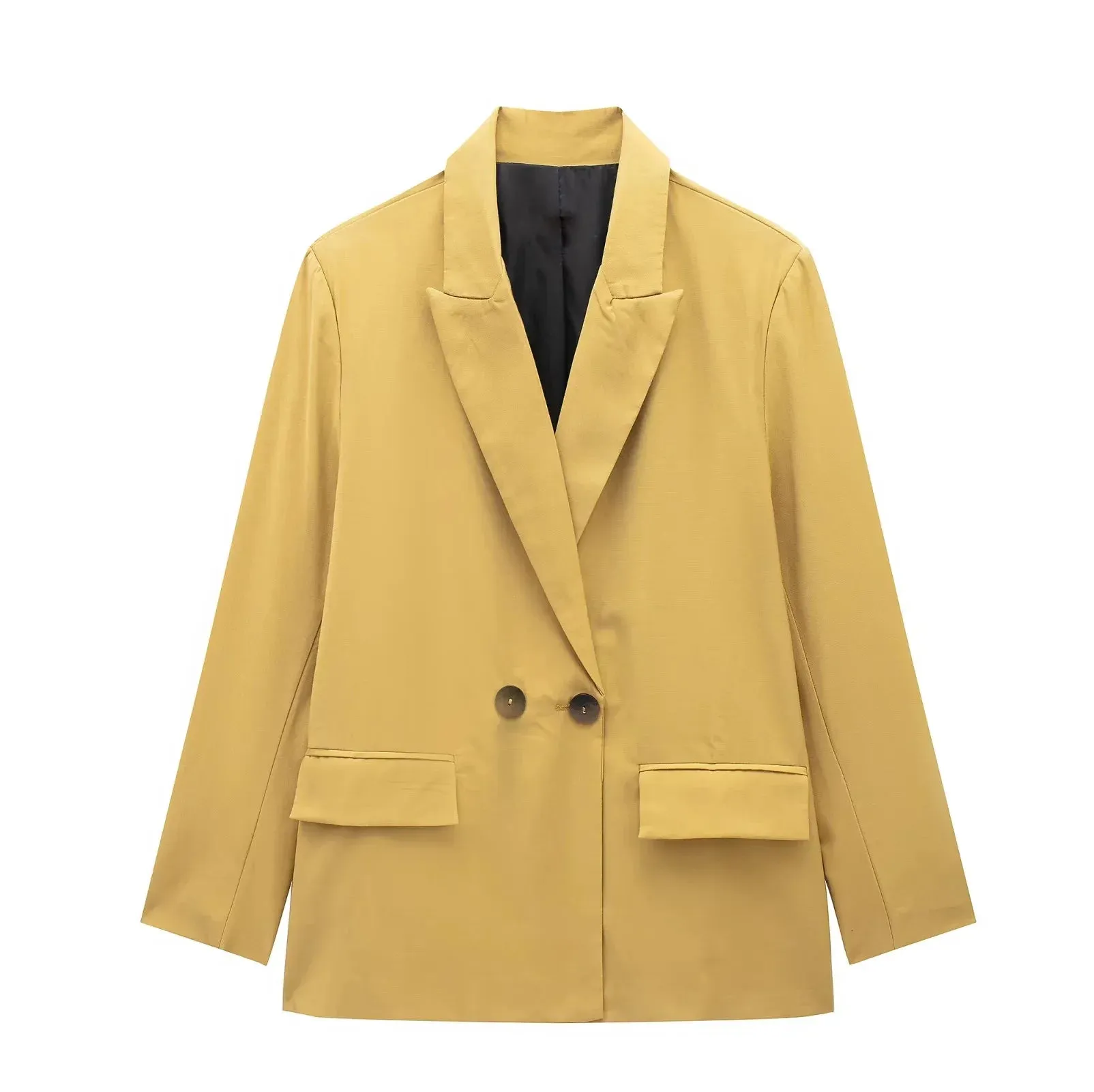 Chic Women's Solid Double-Breasted Loose Suit Coat - Perfect for Spring & Autumn Style
