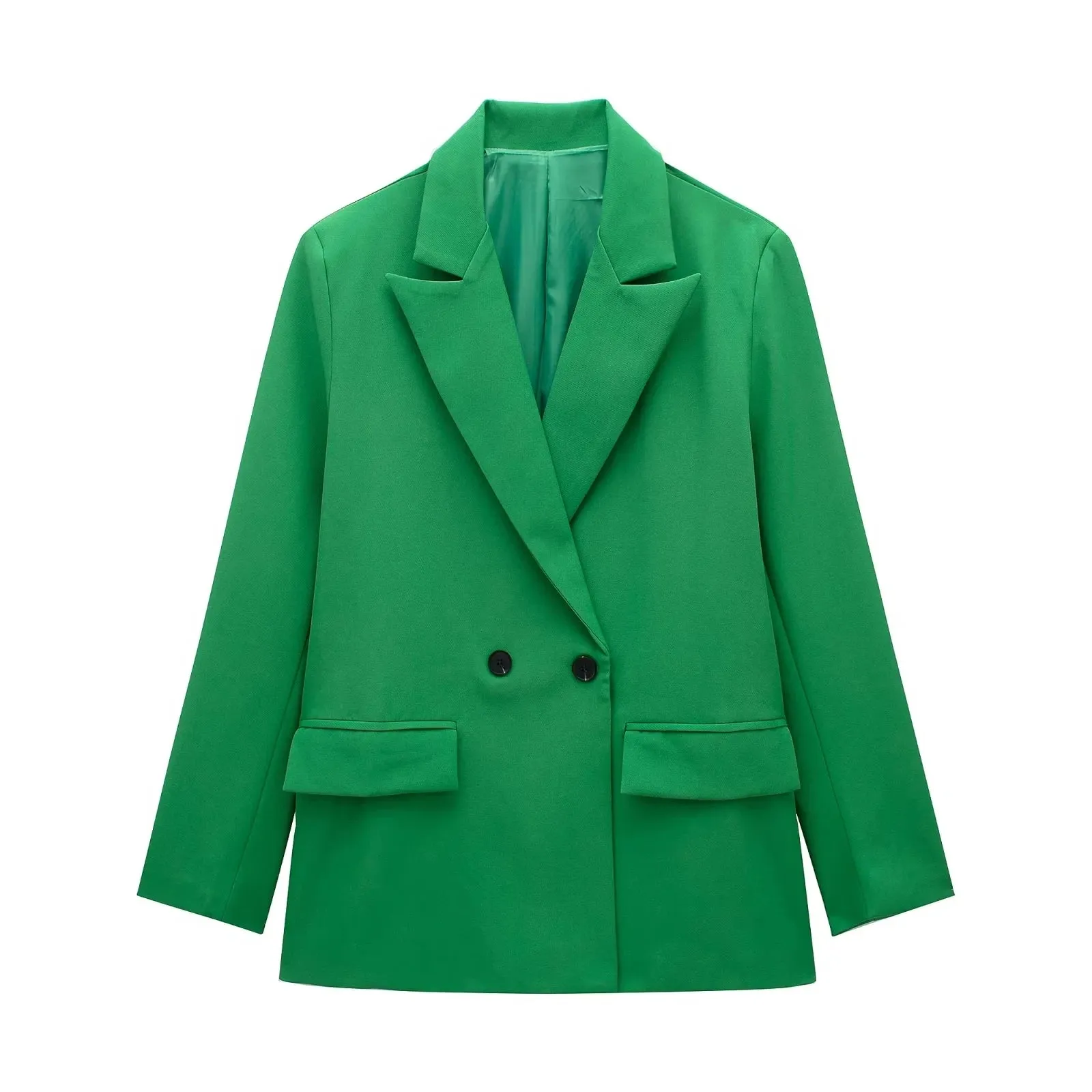 Chic Women's Solid Double-Breasted Loose Suit Coat - Perfect for Spring & Autumn Style