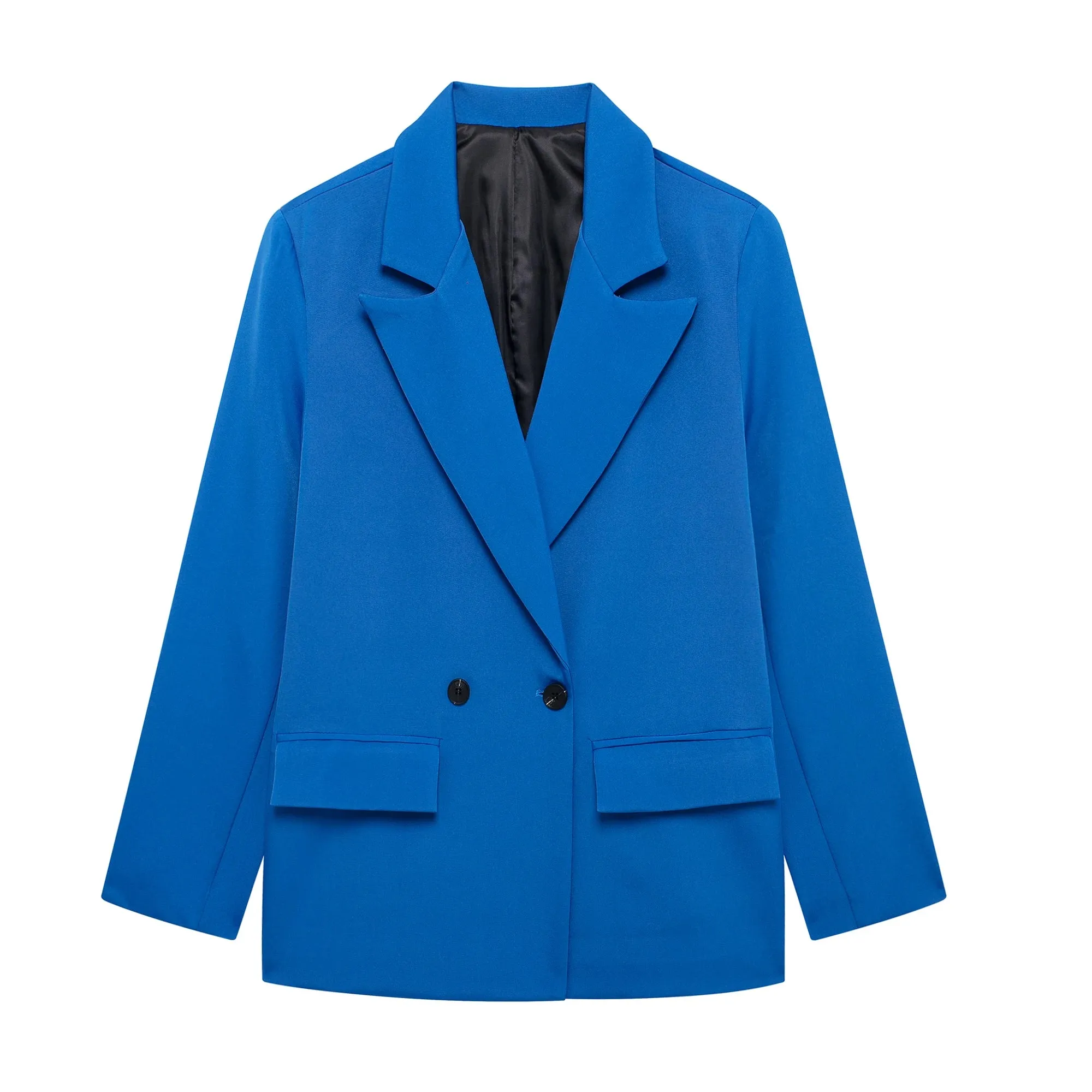Chic Women's Solid Double-Breasted Loose Suit Coat - Perfect for Spring & Autumn Style