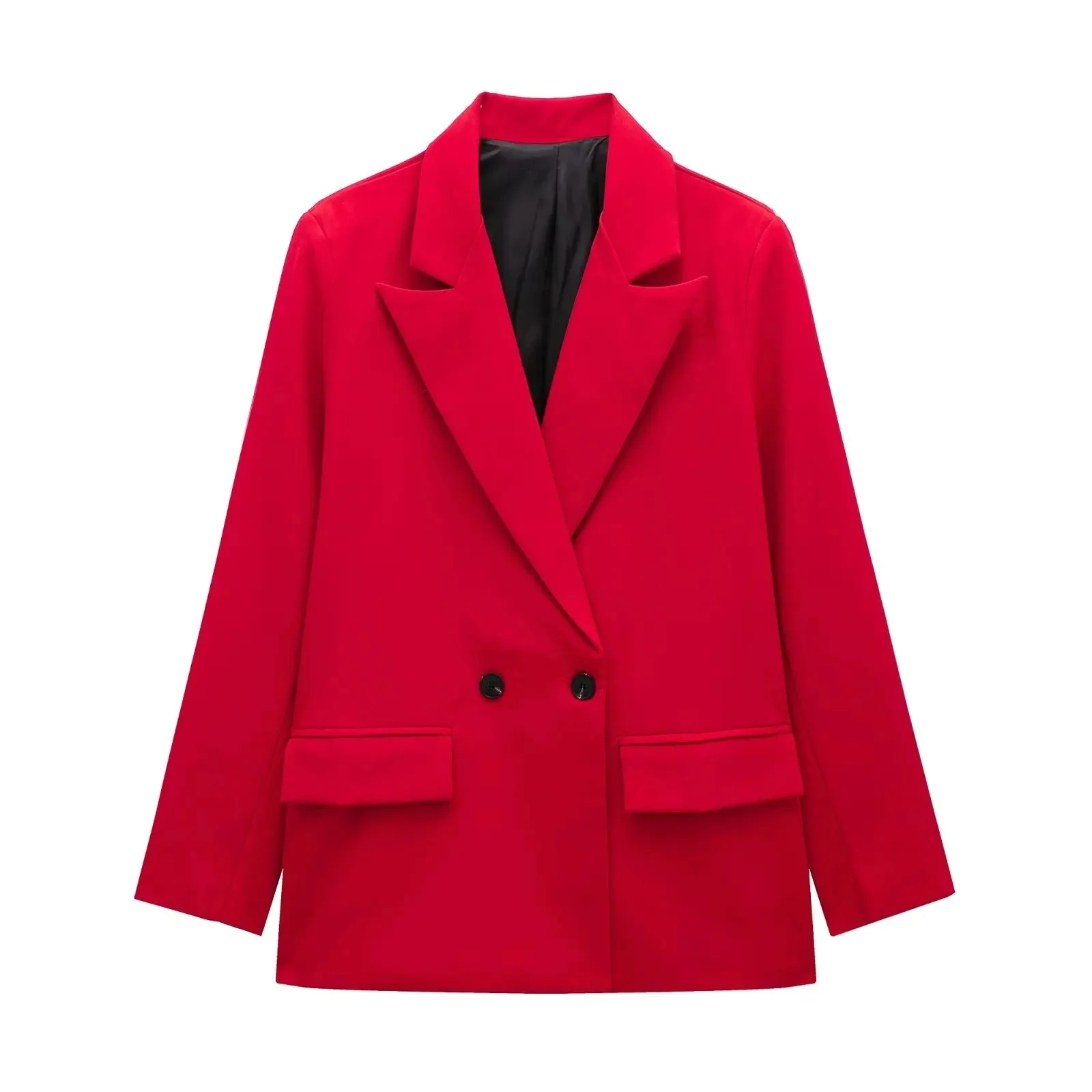 Chic Women's Solid Double-Breasted Loose Suit Coat - Perfect for Spring & Autumn Style