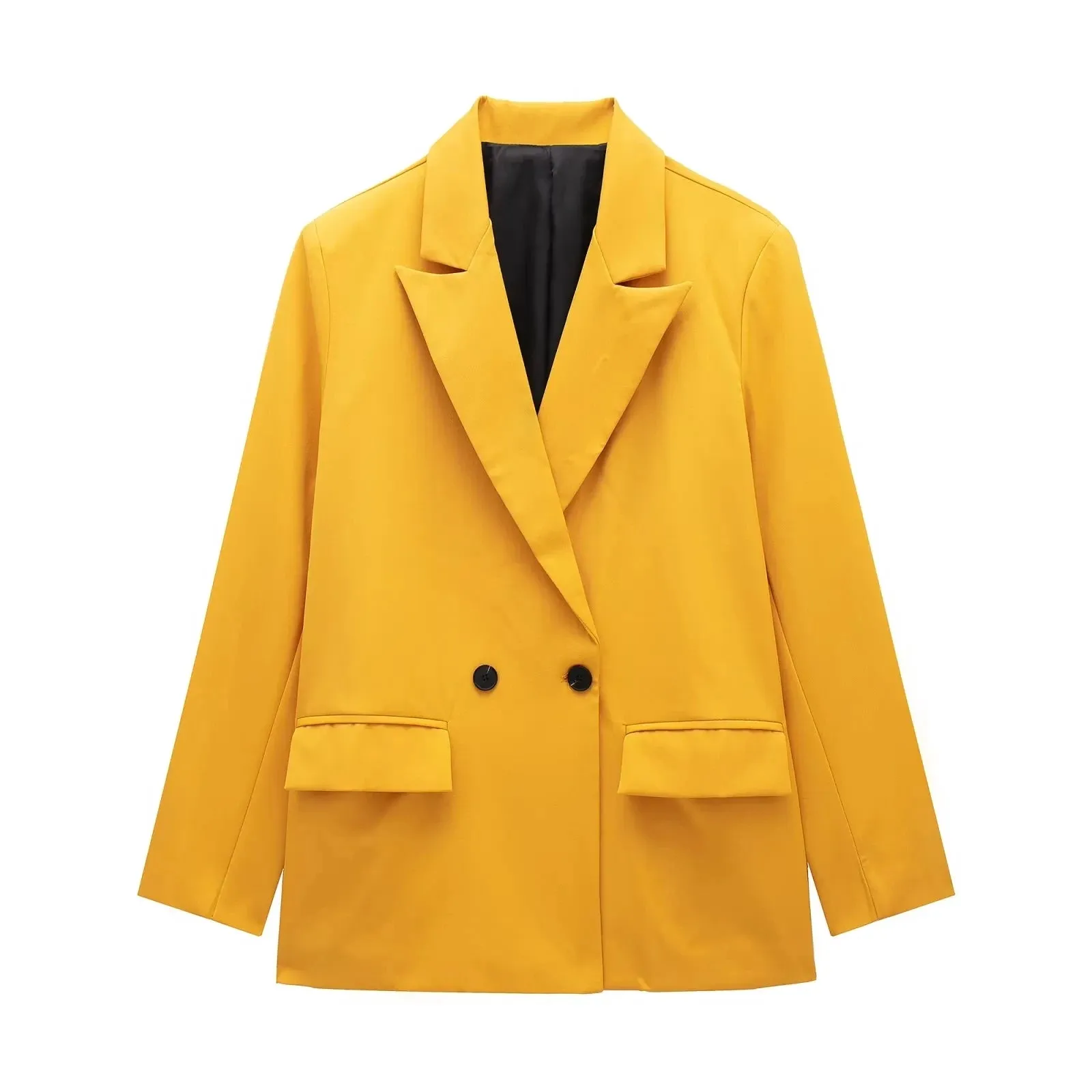 Chic Women's Solid Double-Breasted Loose Suit Coat - Perfect for Spring & Autumn Style