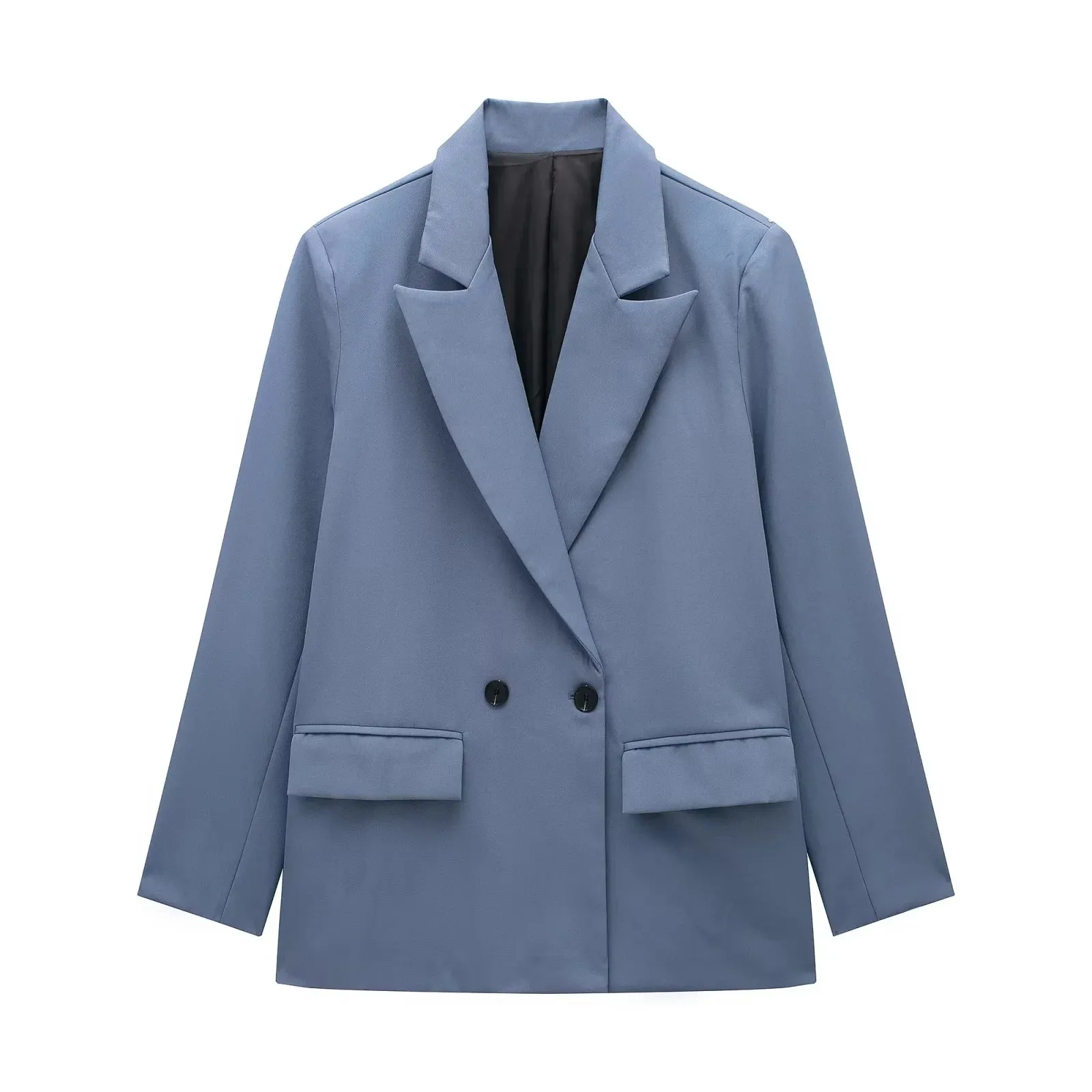 Chic Women's Solid Double-Breasted Loose Suit Coat - Perfect for Spring & Autumn Style