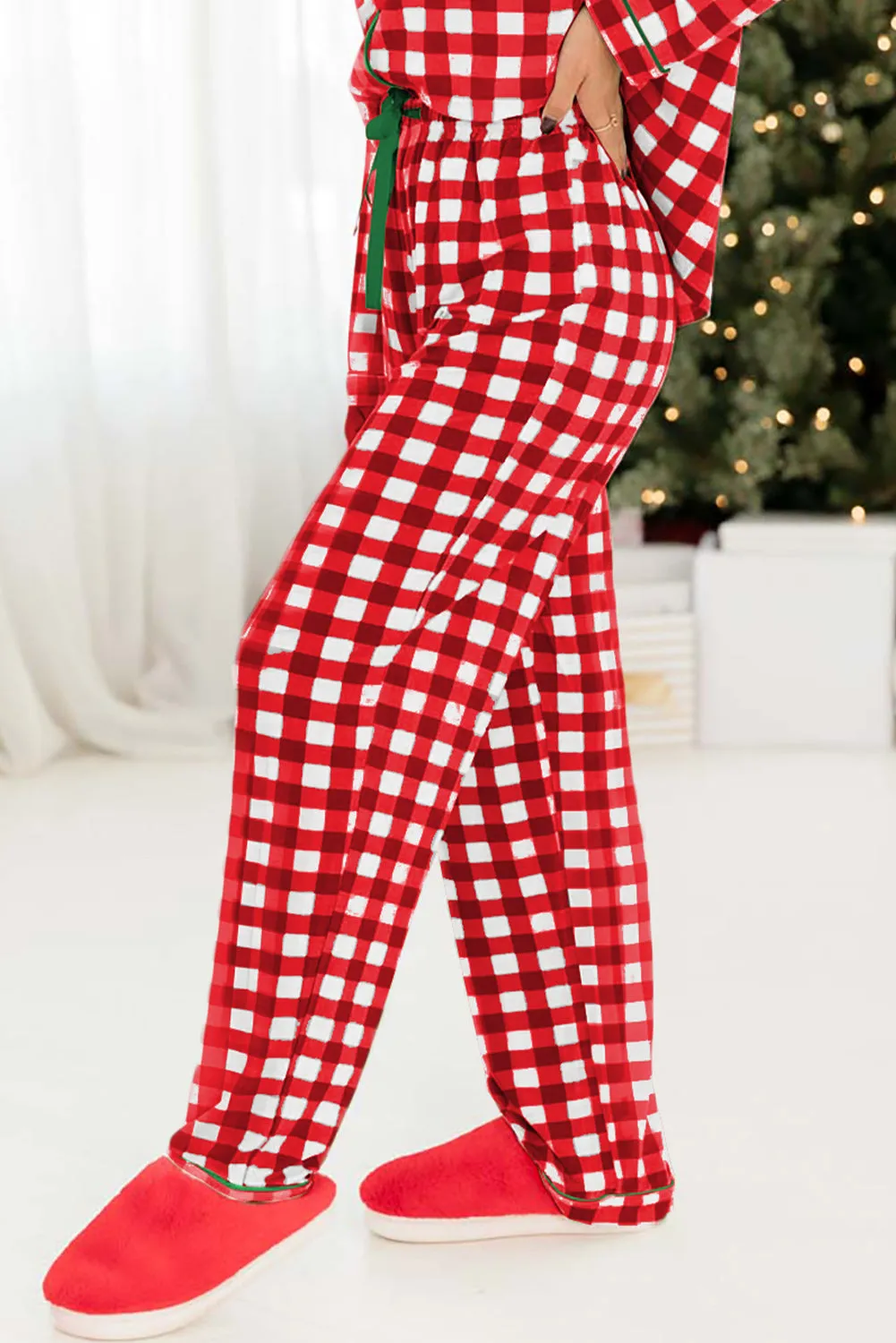 Christmas Plaid Print Shirt and Pants Pajama Set