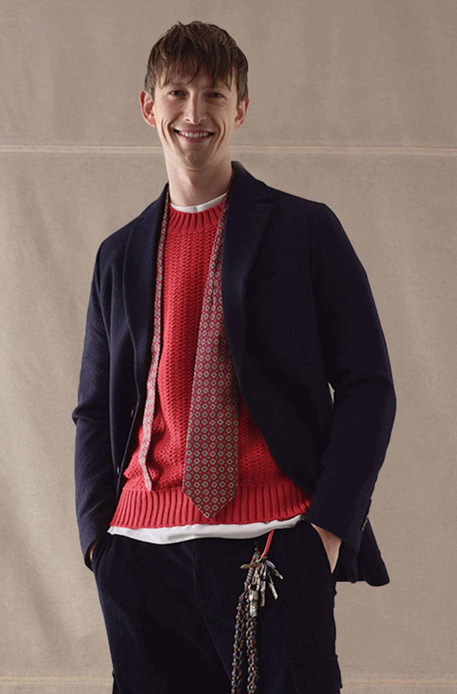 CIRCOLO 1901 - CN4585 Fabric Weft 2 Button Jacket in Navy Blue