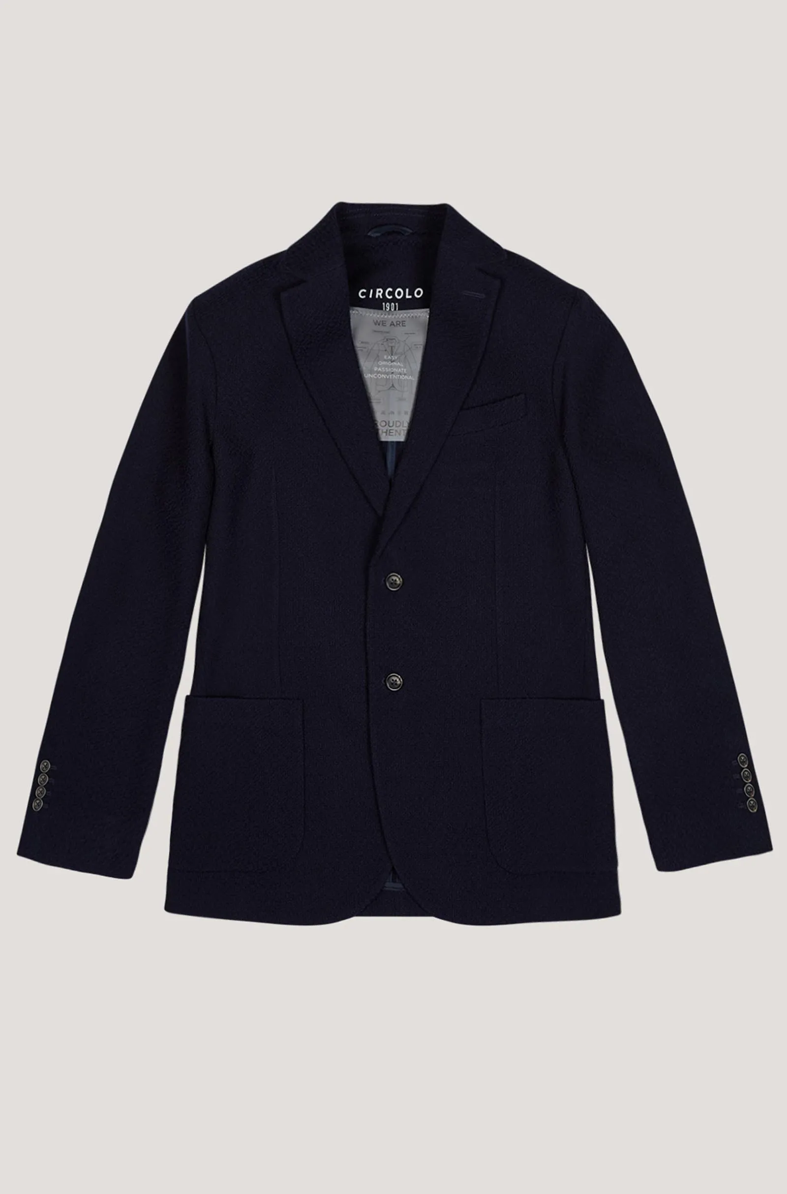 CIRCOLO 1901 - CN4585 Fabric Weft 2 Button Jacket in Navy Blue