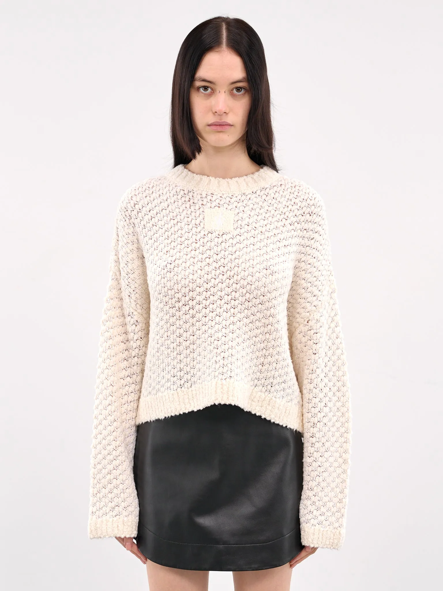 Cropped Open Stitch Jumper (KW1351-YN0394-HIBISCUS)