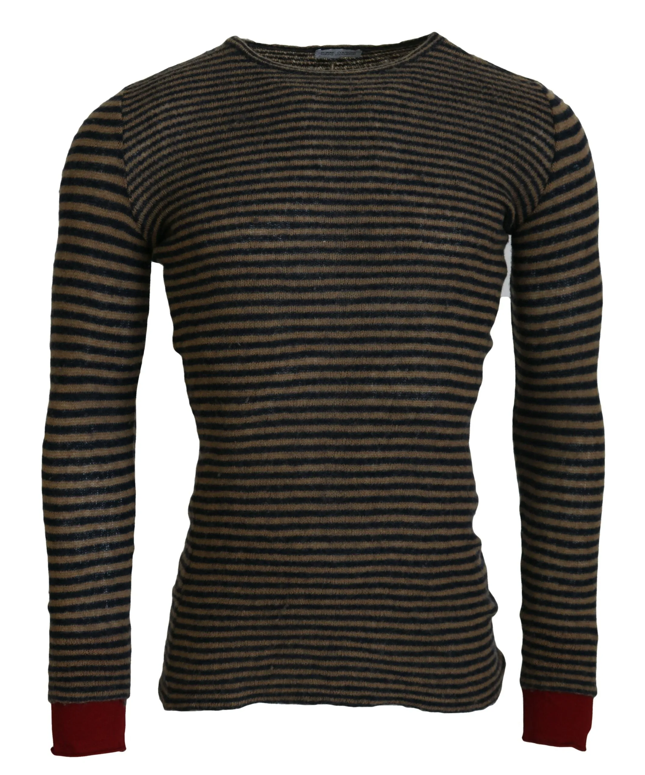 Daniele Alessandrini Chic Black and Brown Crewneck Pullover Sweater