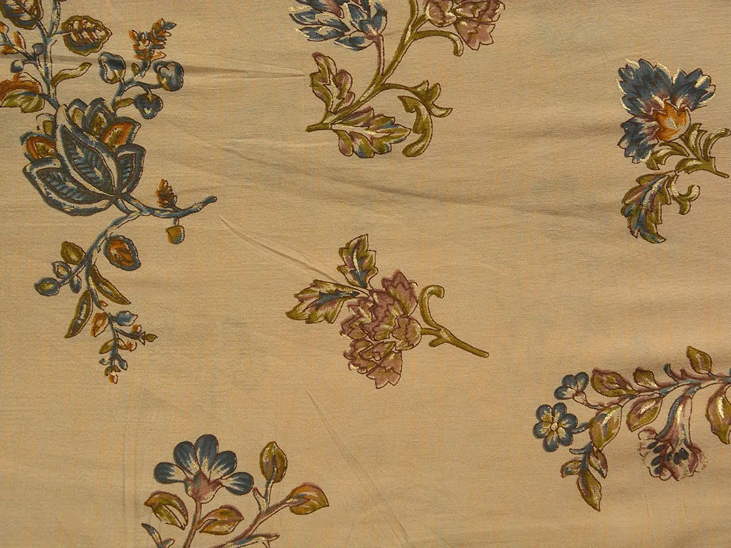 Dark Cream Floral Premium Modal Chanderi Silk Fabric