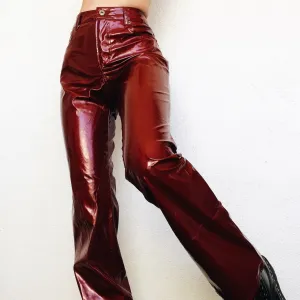 Deep Red Wet Look Pants (M)