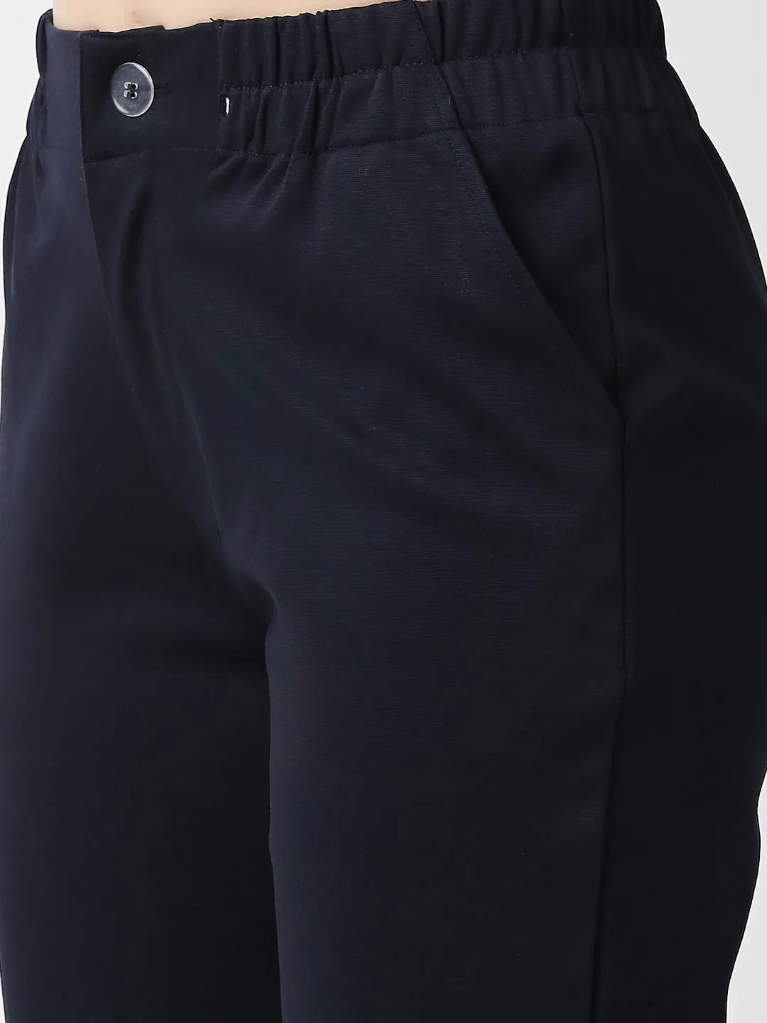 Disrupt Women Navy Straight Pants With Bralette Crop Top Co-rd Set (2pc)