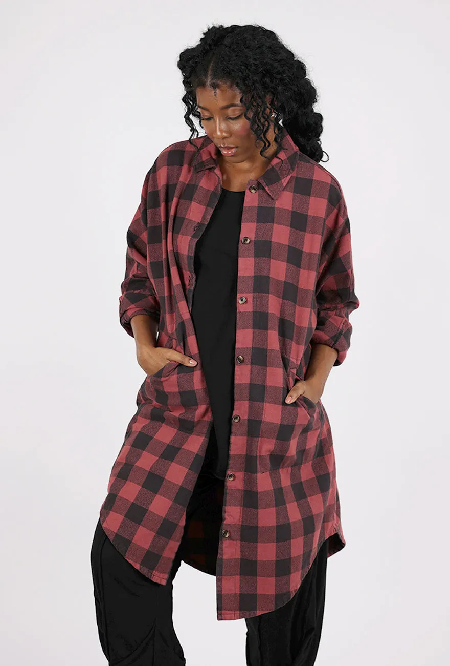 Down to Business Dress Jacket, Oxblood Plaid