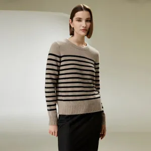Elegant Striped Pullover Cashmere Sweater