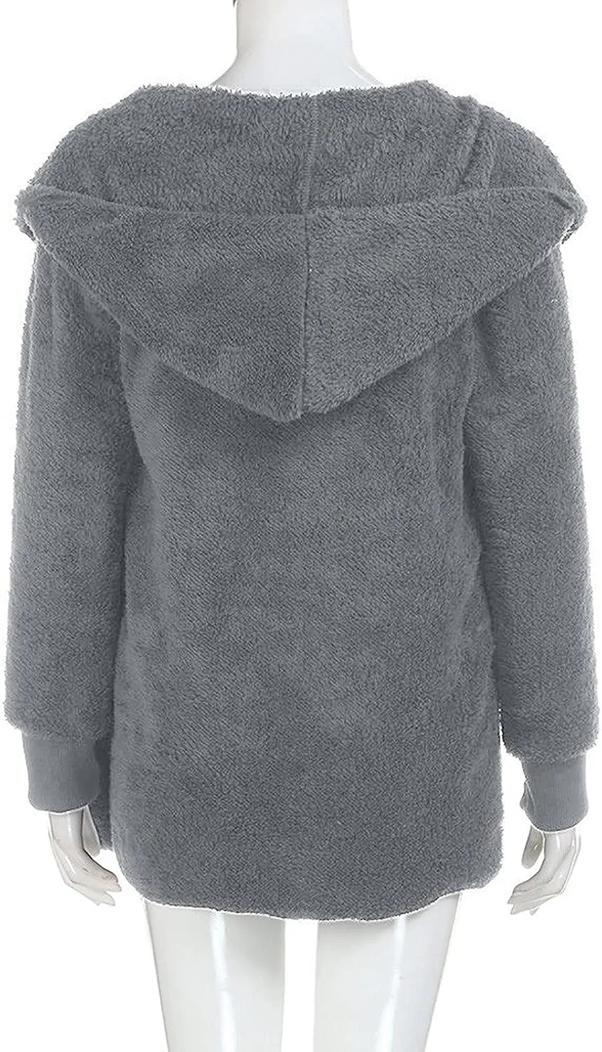fartey Womens Oversized Fleece Jackets Zip Up Long Sleeve Hoodies Comfy Soft Fuzzy Sherpa Coats Outerwear with Pockets