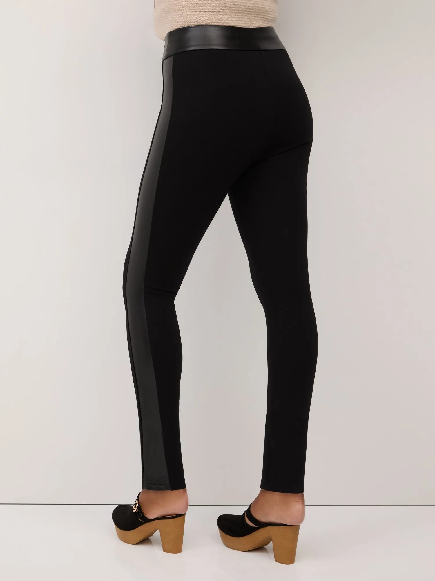Faux-Leather Side-Strip Legging