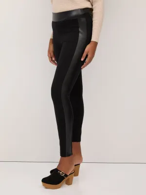 Faux-Leather Side-Strip Legging