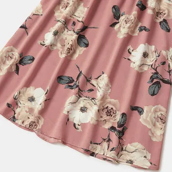 Floral Print Ruffle-sleeve Dresses for Mommy and Me
