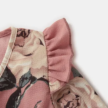 Floral Print Ruffle-sleeve Dresses for Mommy and Me