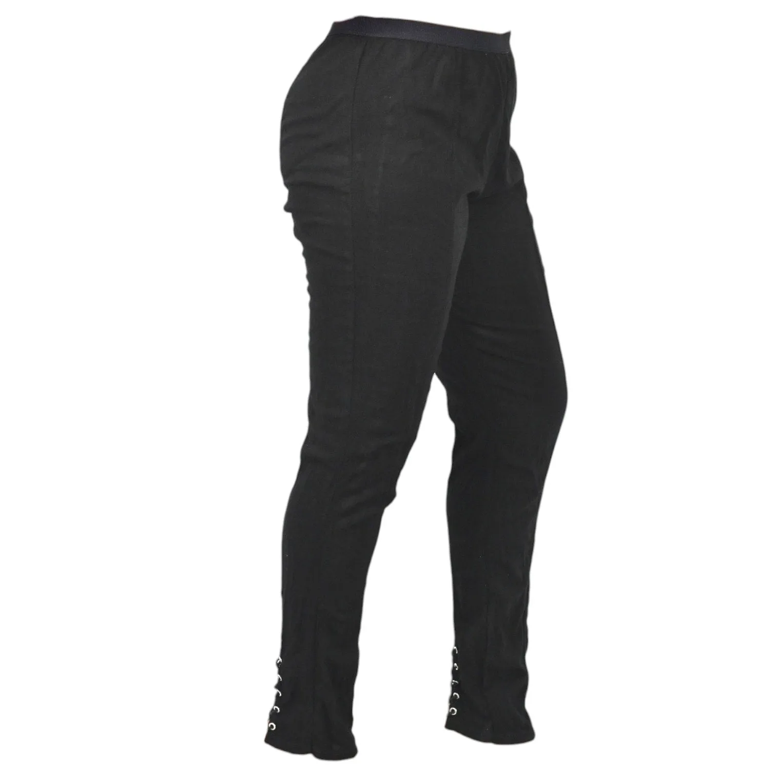 Free People Pants Black Ankle Laces Lacing Straight Pull On Rayon Stretch Size Large
