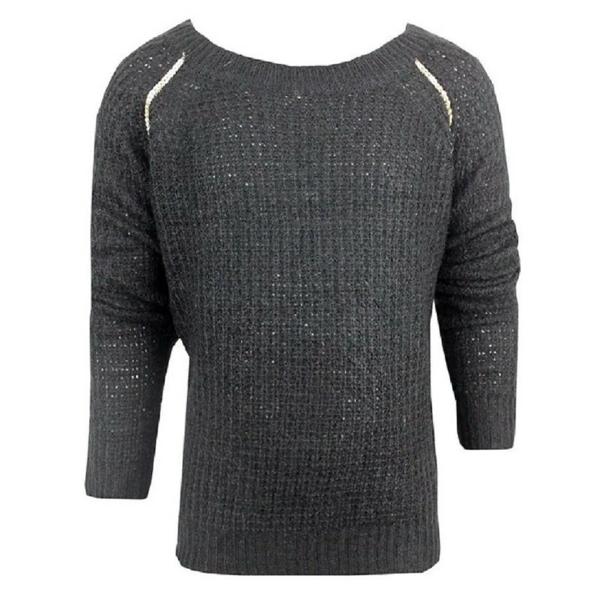 Girls Black Sequin Embellished Shoulder Soft Knitted Jumper