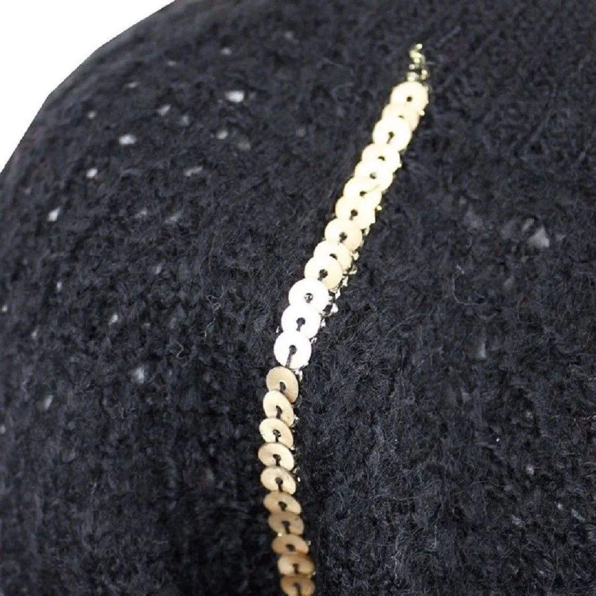 Girls Black Sequin Embellished Shoulder Soft Knitted Jumper