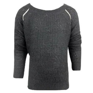 Girls Black Sequin Embellished Shoulder Soft Knitted Jumper