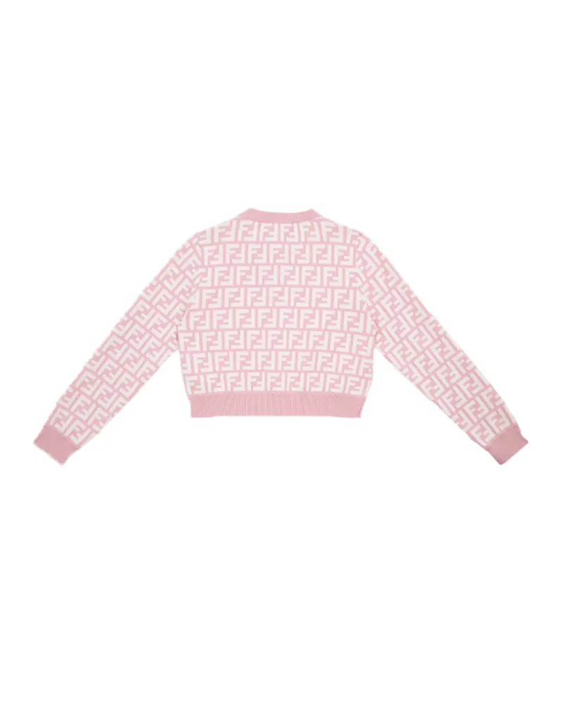 Girls Pink FF Knit Cardigan
