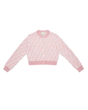 Girls Pink FF Knit Cardigan