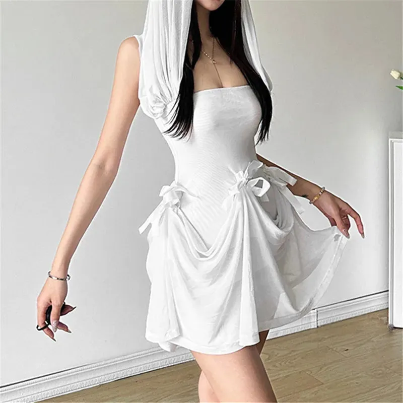 'Gothic Elegance' Black or White Floaty 2 Way Dress