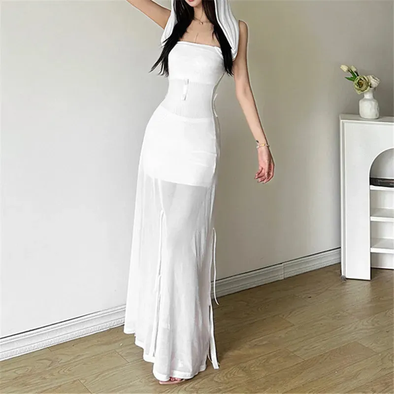 'Gothic Elegance' Black or White Floaty 2 Way Dress