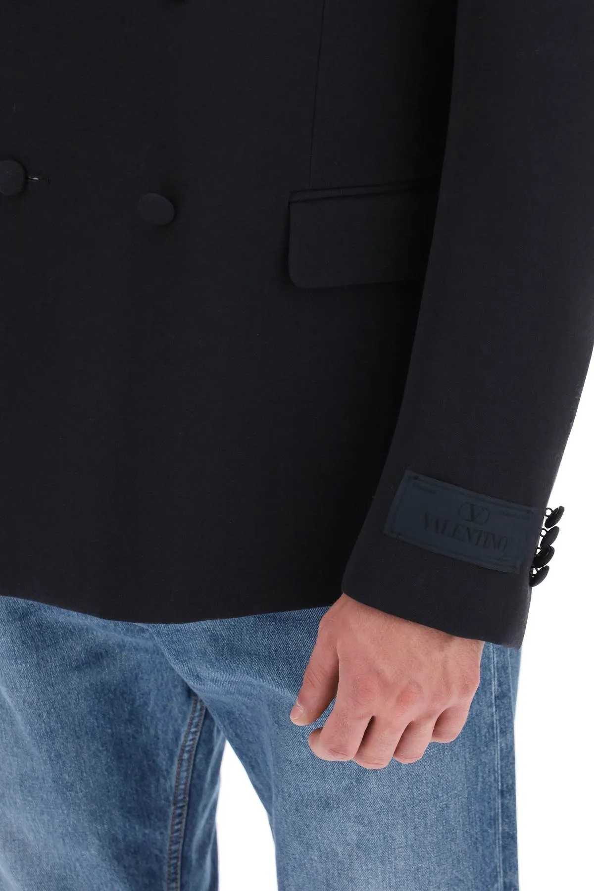 half-lined double-breasted jacket