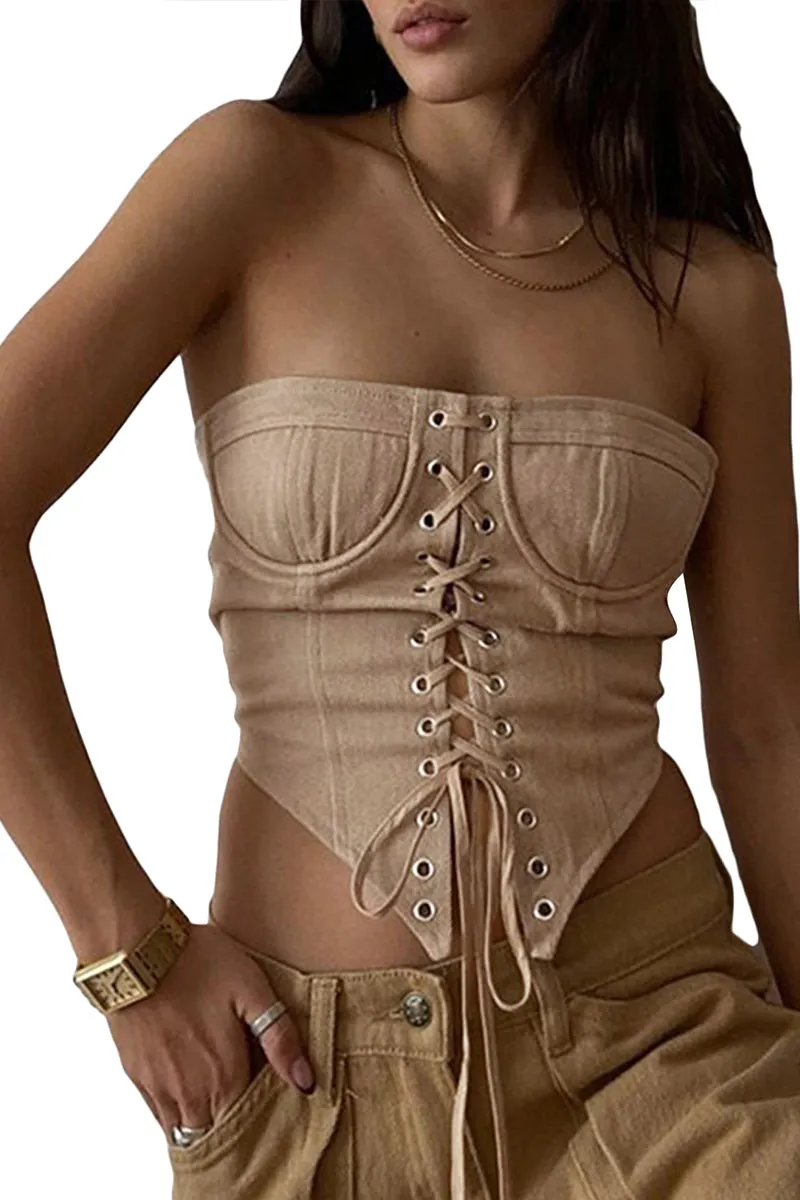 HTT1286 Lace-Up Corset Top