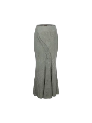 Indigo Jacquard Fishtail Skirt