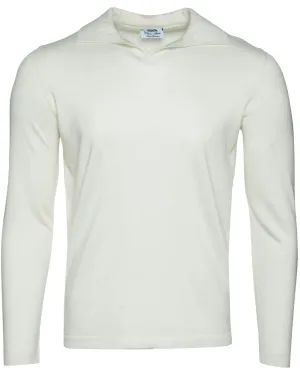 Ivory Cashmere Long Sleeve Polo