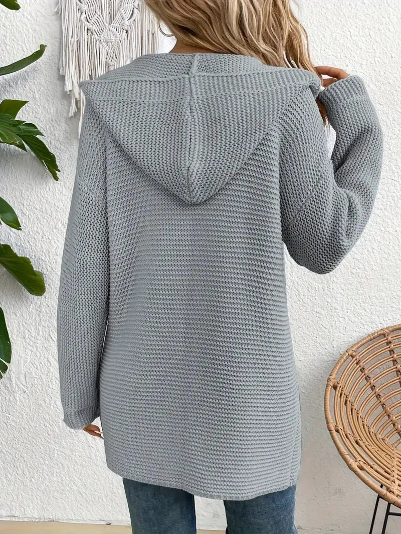 Ivyshape | Cozy Elegance Cardigan With Hood