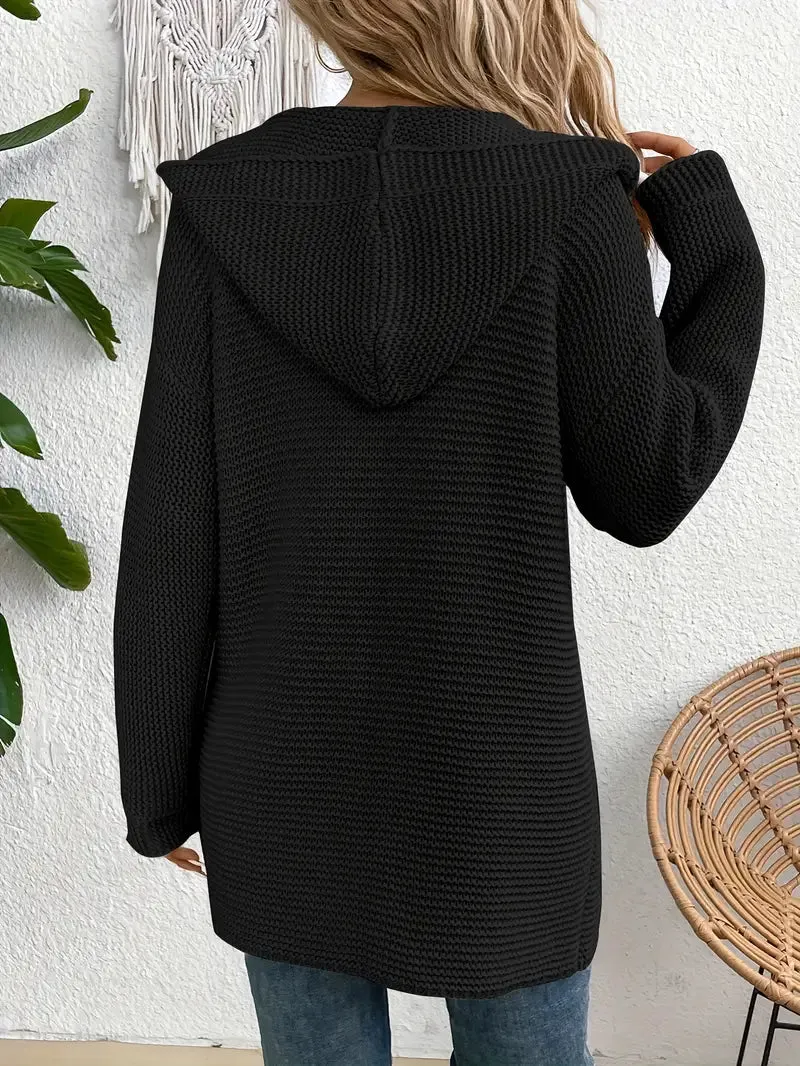 Ivyshape | Cozy Elegance Cardigan With Hood