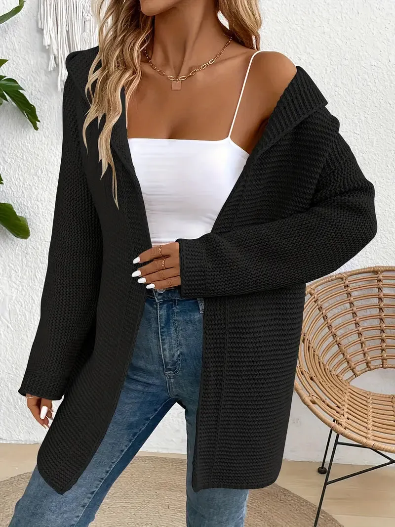Ivyshape | Cozy Elegance Cardigan With Hood