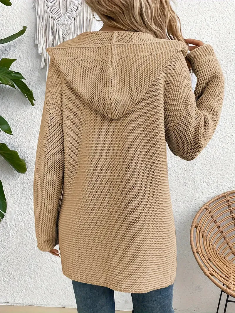 Ivyshape | Cozy Elegance Cardigan With Hood