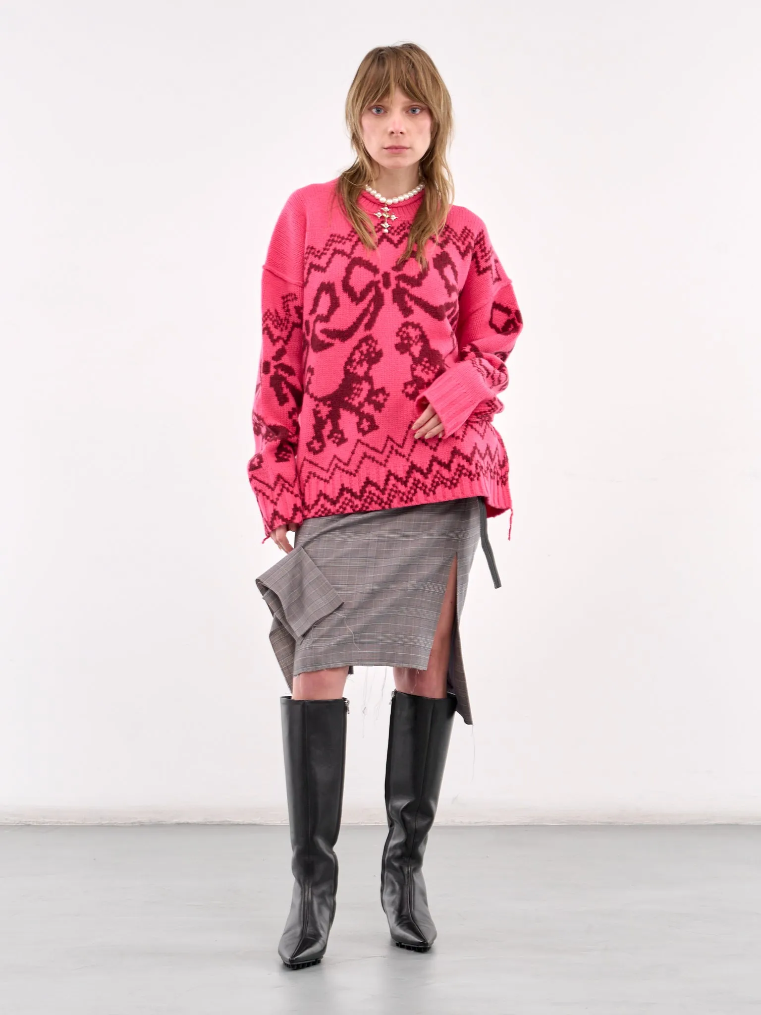 Jacquard Sweater (A60560-PINK-RED)