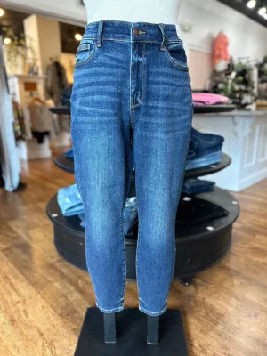 Judy Blue Mid Rise Skinny Jean with Handsanding ~JOVIE