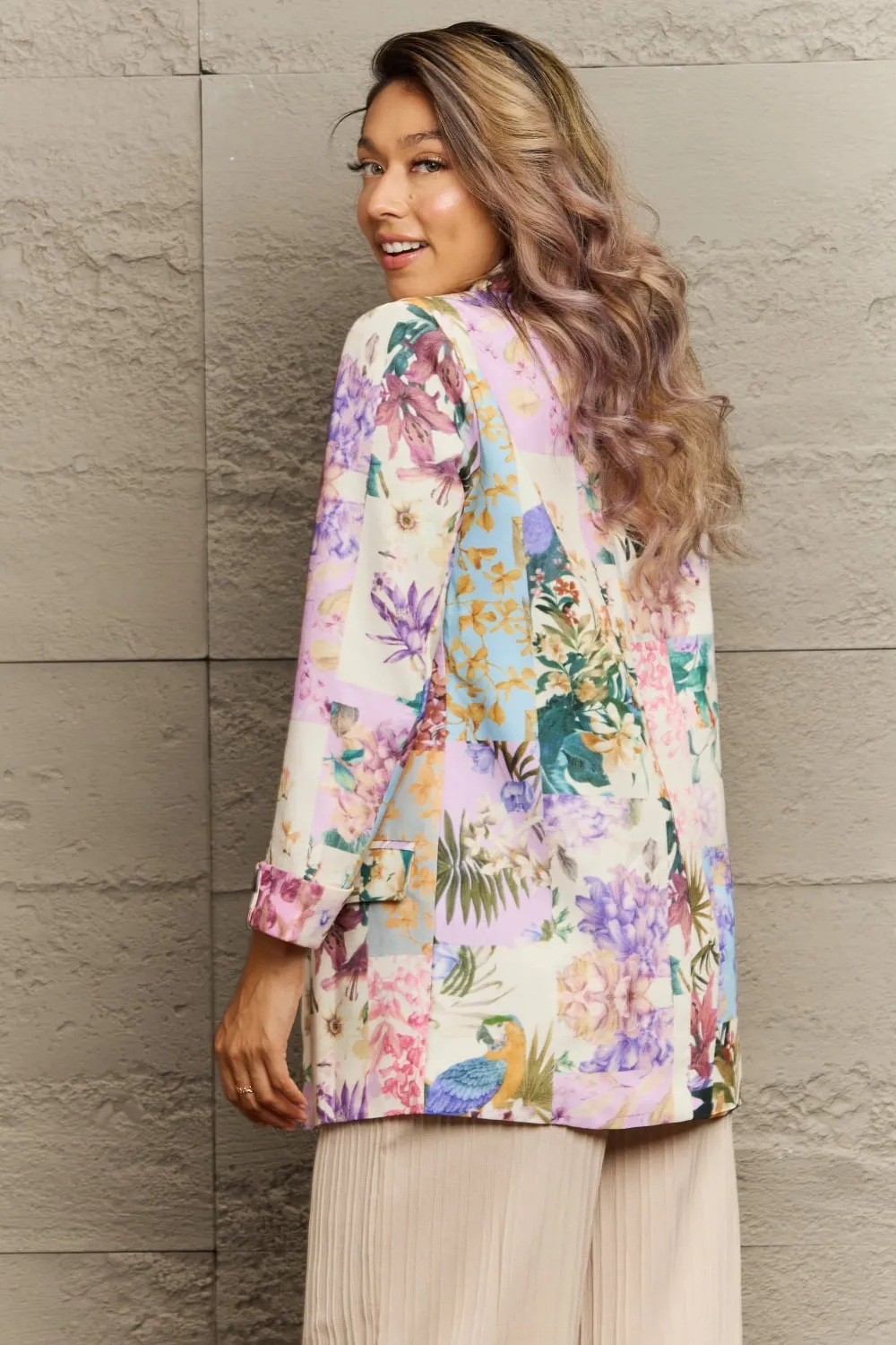 Kita Floral Lapel Collar Blazer