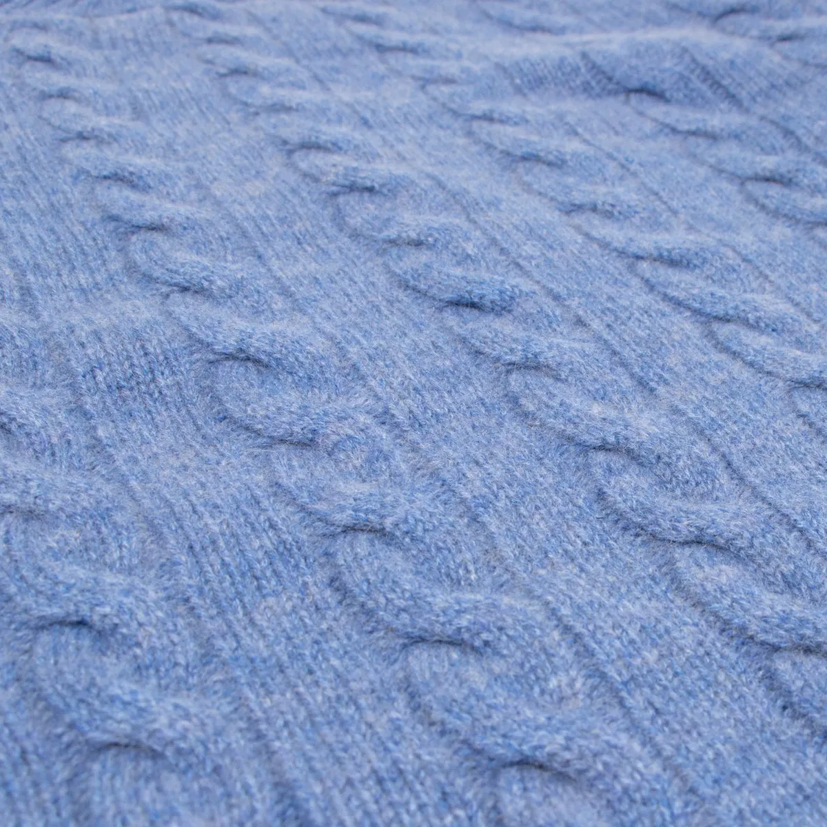 Lapis Blue Rothesay 4ply Cable Crew Cashmere Sweater
